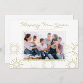 お洒落金ゴールド花火ハッピーニューイヤー写真 シーズンカード (正面/裏面)