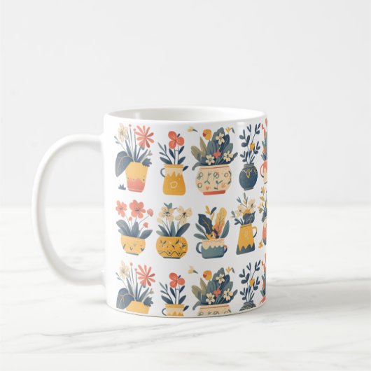 お洒落開花の鮮やかポット コーヒーマグカップ (左)
