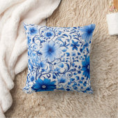 お洒落開花エレガンスin青と白 クッション (ブランケット)