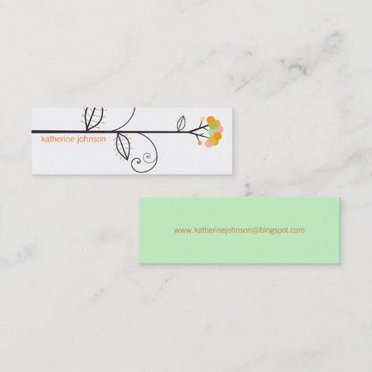 お洒落開花ツリーイエローシトラスドットカラフル スキニー名刺 (正面/裏面)