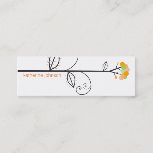 お洒落開花ツリーイエローシトラスドットカラフル スキニー名刺 (正面)