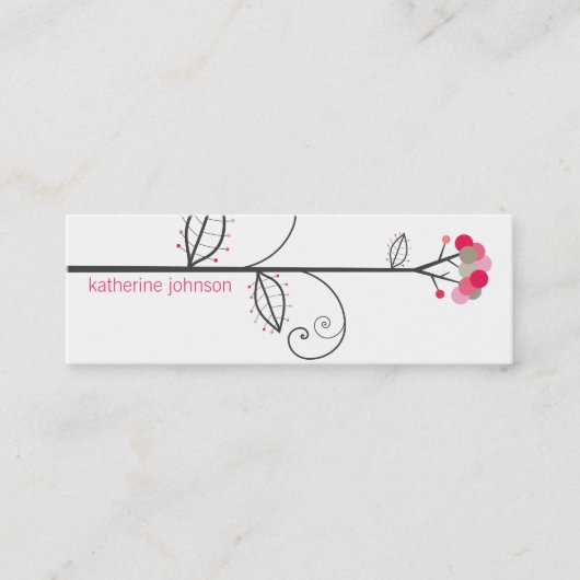 お洒落開花ツリーマゼンタピンクドットカラフル スキニー名刺 (正面)