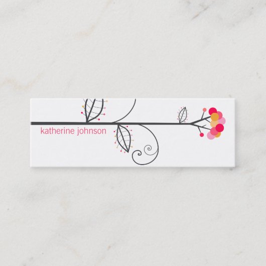 お洒落開花ツリー明るい赤紫色ピンクドットカラフル スキニー名刺 (正面)