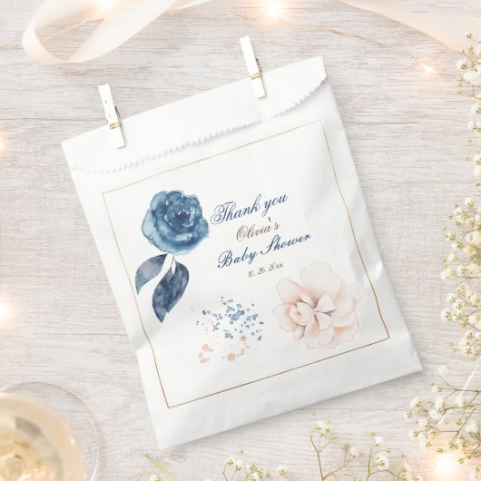 お洒落開花:エレガント水色 フェイバーバッグ (クリップ留めされた状態)