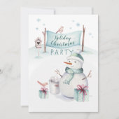 お洒落雪だるまシーンホリデークリスマスパーティー シーズンカード (正面)
