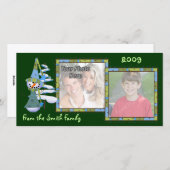 お洒落雪だるまダブルフォトカード – NEW シーズンカード (正面/裏面)