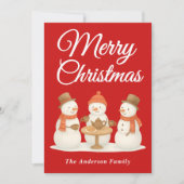 お洒落雪だるまティーパーティークリスマス シーズンカード (正面)