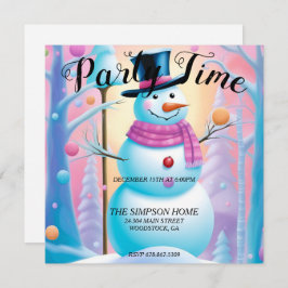 お洒落雪だるまパーティの招待状 招待状