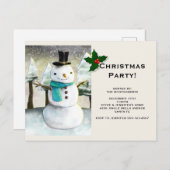 お洒落雪だるま冬シーンクリスマスパーティー インビテーションポストカード (正面/裏面)