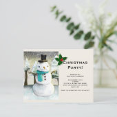 お洒落雪だるま冬シーンクリスマスパーティー インビテーションポストカード (スタンド正面)