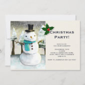 お洒落雪だるま冬シーンクリスマスパーティー 招待状 (正面)