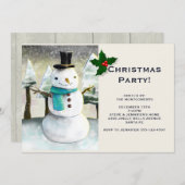 お洒落雪だるま冬シーンクリスマスパーティー 招待状 (正面/裏面)