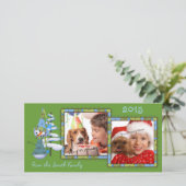 お洒落雪だるま2フォトホリデーカード シーズンカード (スタンド正面)