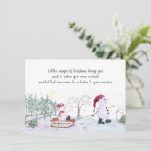 お洒落雪だるま、そり、冬のシーン カード (スタンド正面)