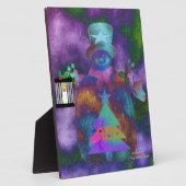 「お洒落雪だるま」イーゼル付き卓上プラーク フォトプラーク (側面)