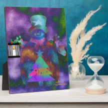 「お洒落雪だるま」イーゼル付き卓上プラーク