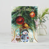 お洒落雪だるま&フォレストフレンズホリデーカード シーズンカード (スタンド正面)