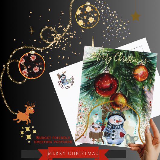 お洒落雪だるま&フォレストフレンズ予算はがき シーズンポストカード