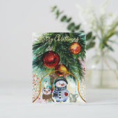 お洒落雪だるま&フォレストフレンズ予算はがき シーズンポストカード (スタンド正面)