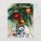 お洒落雪だるま&フォレストフレンズ予算はがき シーズンポストカード (正面)