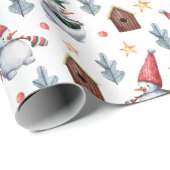 お洒落雪だるま ラッピングペーパー (ロールコーナー)