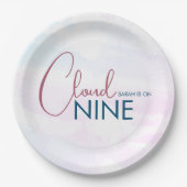 お洒落雲九ソフトブルーブライダルシャワー ペーパープレート (正面)