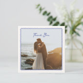 お洒落青い手で描いた結婚サンキューカード サンキューカード (スタンド正面)