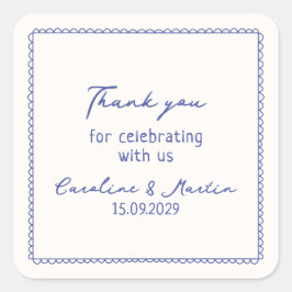 お洒落青い手結婚で感謝していす スクエアシール