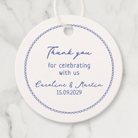 お洒落青い手結婚で感謝していす フェイバータグ (正面)