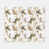 お洒落飛んでいる動物 フリースブランケット (正面(横))