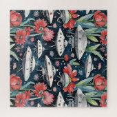 お洒落飛んでいる生皿と紅花海軍 ジグソーパズル (横)