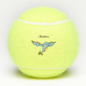 お洒落飛んでいるBluebird黄色スクロール尾 テニスボール (裏面)