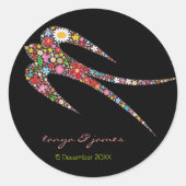 お洒落飲み込みカラフル春の花結婚の ラウンドシール (正面)