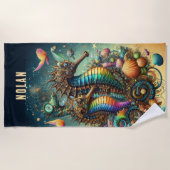 お洒落馬カラフル馬 ビーチタオル (正面)