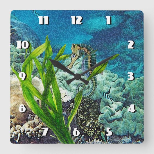 お洒落馬 スクエア壁時計 (正面)