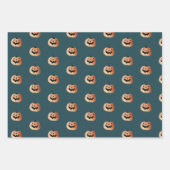 お洒落魔女とジャック・オ・ランタンのハロウィンパターン ラッピングペーパーシート (正面3)