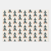 お洒落魔女とジャック・オ・ランタンのハロウィンパターン ラッピングペーパーシート (正面)