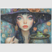 お洒落魔女&カエルヴィンテージハロウィーンデコパージュ 薄葉紙 (正面)