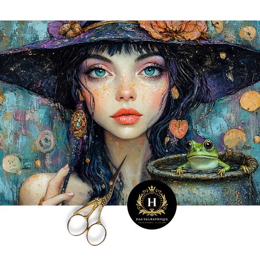 お洒落魔女&カエルヴィンテージハロウィーンデコパージュ 薄葉紙