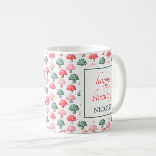 お洒落魔法キュートカラフルキノコ誕生日 コーヒーマグカップ (正面右)