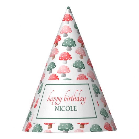 お洒落魔法キュートカラフルキノコ誕生日 パーティーハット (正面)
