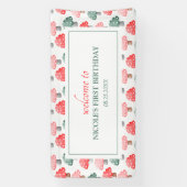 お洒落魔法キュートカラフルキノコ誕生日 横断幕 (縦)