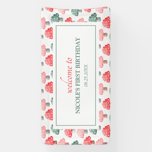 お洒落魔法キュートカラフルキノコ誕生日 横断幕 (縦)