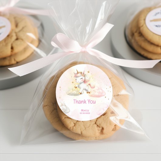 お洒落魔法パステルユニコーン生誕感謝してい生日 ラウンドシール