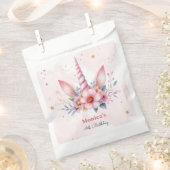 お洒落魔法ピンクユニコーン子供の誕生日 フェイバーバッグ (クリップ留めされた状態)