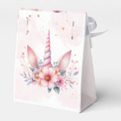 お洒落魔法ピンクユニコーン子供の誕生日 フェイバーボックス (裏面サイド)