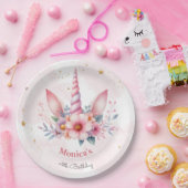 お洒落魔法ピンクユニコーン子供の誕生日 ペーパープレート (パーティー)