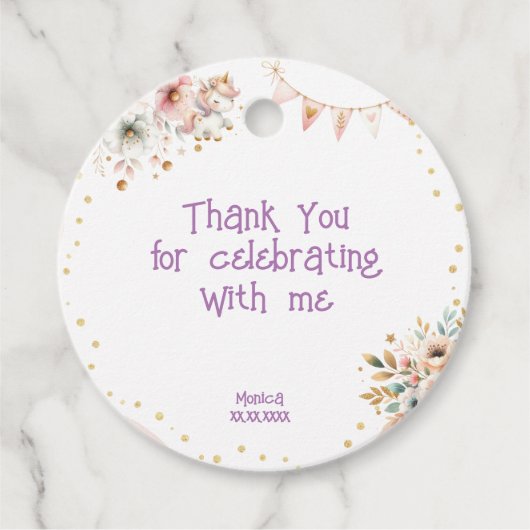 お洒落魔法ユニコーン子供の誕生日感謝していユー フェイバータグ (正面)