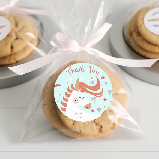 お洒落魔法ユニコーン子供の誕生日感謝していユー ラウンドシール