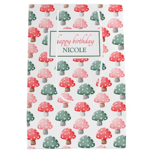 お洒落魔法可愛いカラフルキノコ ミディアムペーパーバッグ (裏面)